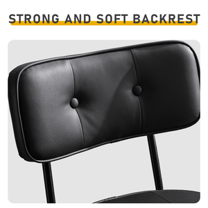 2 Sgabelli Alti Girevoli in PU Nero con Schienale Rimovibile e Pannello Posteriore in Legno Curvato, Gambe in Metallo per Uso in Caffetteria - Product Image 6