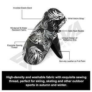 Hot Sale High Quality Yellow Grey Wind Stop Waterproof Breathable Winter Snow Ski Genuine Goat Skin Mitten Ski Gloves for Lady - Product Image 6