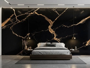 Azulejos de Porcelana con Acabado Brillante en Negro y Dorado, Textura de Piedra Moderna, para Paredes y Pisos de Cocina, Encimeras y Baños, 1200x2400 - Product Image 3