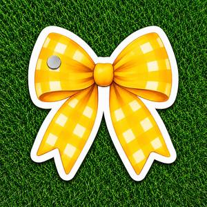 Baldosa Acrílica para Pestañas con Lazo Amarillo y Blanco, Diseño Gingham Sostenible, Impresión de Logotipo Personalizado, Baldosa de Belleza con Imanes, Servicio OEM - Product Image 6