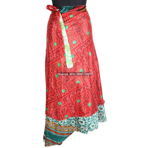 Nuevo Sarong de Seda de Doble Capa Reversible, Falda Mágica Envolvente de la India, Envoltura Mágica Reversible, Envolturas Largas de la India - Product Image 4