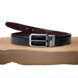 Cinturón Reversible de Cuero Premium para Hombre, Textura Granulada, Duradero, para Atuendos Casuales, Ajuste Cómodo, Hebilla Ajustable, Estilo Formal Elegante - Product Image 5