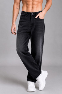 Jeans Cargo Casuales para Hombre, Azules y Negros, Personalizados, Rotos, de Cintura Media, Ajuste Holgado, Pierna Ancha, de Algodón Pesado Ecológico, Proveedor - Product Image 1
