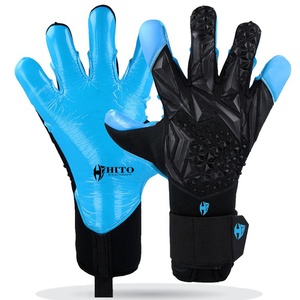 Best Manufacture Black and Blue Soccer Goalkeeper <b>Gloves</b> Breathable and Rubber Inject with Negative Cut - Product Image 6