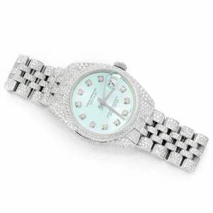 Luxury Fully Iced Out Moissanite Watch Ice Blue Dial <b>Automatic</b> Mechanical Diamond Watch Stainless Steel - Product Image 4