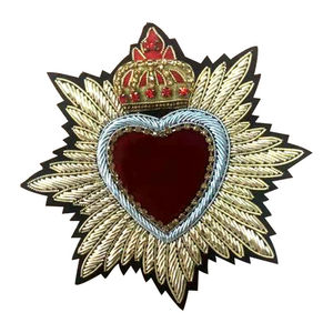 Badge de blazer de luxe brodé à la main avec fil doré, en tissu toile, personnalisation 3D pour vestes et uniformes - Product Image 2