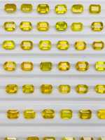 Saphir Jaune de Madagascar Taille Émeraude 7x5mm 100 carats Traité Thermiquement Pierre Précieuse Naturelle en Vrac pour la Fabrication de Bijoux Certifié IGI