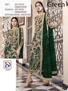 Vêtements indiens et pakistanais, robe longue Anarakali en tissu papillon avec broderie, travail de miroir, dentelle brodée, entièrement cousue - Product Image 2