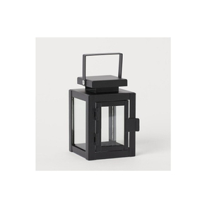Beige Iron Lantern With Star Cutouts And Glass Panels For Home Decoration Handmade Candle Lanterns On Sale - Product Image 3