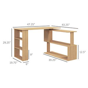 Modern 360 Degrees Rotating L-Shaped Maple <b>Computer</b> Desk Adjustable 360-degree Corner PC Desk Storage Shelves for Home <b>Office</b> - Product Image 3