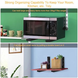 "L-Shaped Carbon Steel Microwave <b>Wall</b> <b>Mount</b> <b>Shelf</b> Rust-Resistant 35KG Weight Capacity Easy Installation Adjustable" - Product Image 3