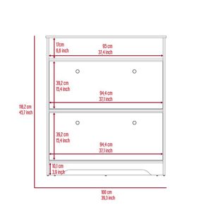 Scarpiera di Dublino con un ripiano aperto e due armadi allungabili in rovere chiaro/finitura bianca - Product Image 6