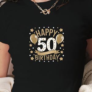 50 cumpleaños celebración mujer moda Camiseta corta - Product Image 3