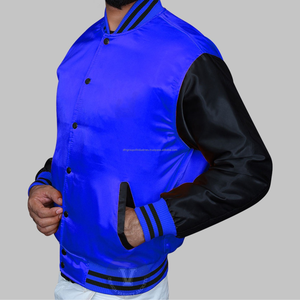 Luxueux bleu et noir Satin Letterman Baseball College Varsity Jacket Vêtements de sport de qualité supérieure pour les athlètes professionnels - Product Image 6