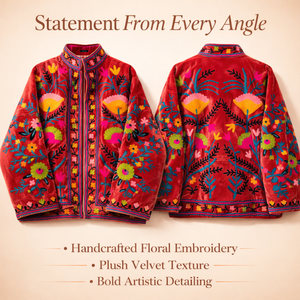 Chaqueta Bomber de Terciopelo Premium al por Mayor, Bordado Floral Hecho a Mano, Cuello Alto, Forro de Algodón, Abrigo de Lujo para Mujer - Product Image 2