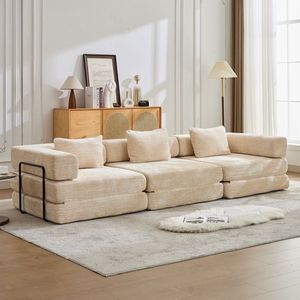 Sofá Cama Convertible Chenil con Estructura Fija, Modular, Sin Necesidad de Ensamblaje, Material de Terciopelo - Product Image 1