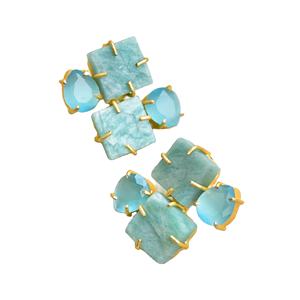 Premium Brass <b>Cluster</b> Earrings Gold Plated Stud Handcrafted Semi Precious Matte Brass Texture Trendy Statement Piece - Product Image 4