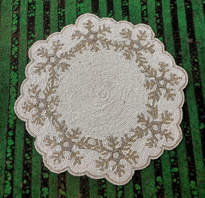 Luxury Handmade Beaded Embroidery Floral Eco-Friendly <b>Round</b> <b>Placemat</b> for Home Use - Product Image 6