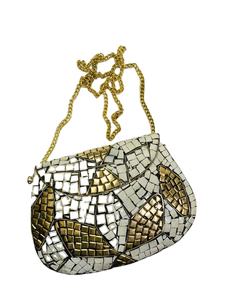 Bolso de mano blanco de tono plateado, bandolera de Metal hecha a mano con tachuelas de cuentas Firoza, bolso de mosaico indio con Incrustaciones de nácar - Product Image 2