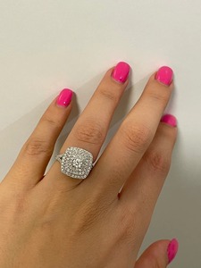 Lab Grown Diamond Engagement <b>Ring</b>: 0.30 Carat Round Cut 0.70 carat triple halo side stones 93 stones 1.2 mm - Product Image 2