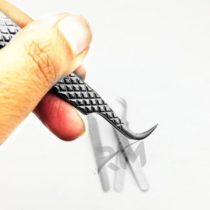 Nouvel ensemble de pinces à cils RMI en acier inoxydable poli argenté, haute qualité, avec poignée diamantée, logo durable - Product Image 5