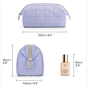 Floral Cotton Quilting Cosmetic Bags Organic Cotton Makeup Zipper Bag High Quality Cotton Travel Makeup Bag - Product Image 4