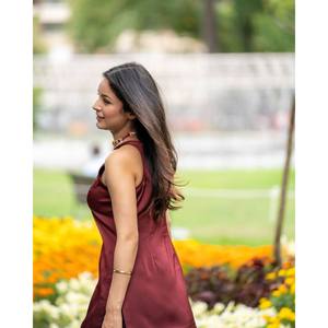 Magnifique ensemble haut et bas en satin de soie 100% marron pour femmes, avec dupatta, taille L - Product Image 6