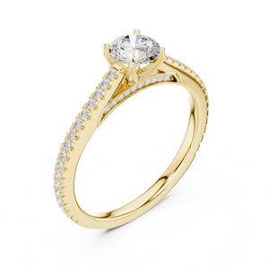 แหวนเพชรทรงกลมทองคำ 14K สำหรับผู้หญิง |   ชุดลำลองสำหรับใส่ทุกวัน |   เพชรที่เพิ่งเพาะเลี้ยง - Product Image 5