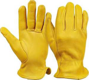 Gants de sécurité Prtoexa en cuir de vachette de qualité AB, 10 pouces, à grain conique, jaune et blanc, résistants à la chaleur, sans poudre - Product Image 2