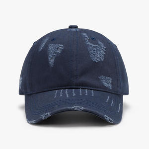 Custom Vintage Washed Distressed Cap Curved Brim Adjustable Dad <b>Hat</b> For Private Label Comfortable Fit Casual Style Ripped Cap - Product Image 2