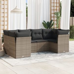 Ensemble de canapés de jardin en acier thermolaqué et rotin PE gris avec tissu en polyester, mobilier d'extérieur élégant - Product Image 1
