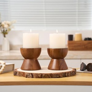 Aqdus Saleem AK-STK02 Portavelas Cuadrados Geométricos Apilables de Madera de Acacia Hechos a Mano para Decoración del Hogar |   Venta al por mayor - Product Image 4