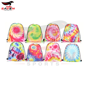 High Quality Custom Logo Print Lightweight 16 Pcs Vibrant Tie-Dye Drawstring Bags Colorful Polyester Party Favor <b>Backpacks</b> - Product Image 6