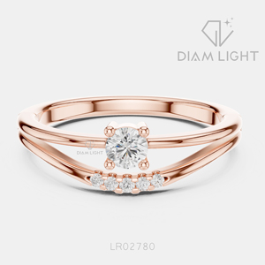 Bague de promesse en or blanc 14 carats avec diamant de laboratoire rond certifié IGI 0,146 carat, couleur F+, clarté VS+, bague de mariage pour femme, cadeau - Product Image 3