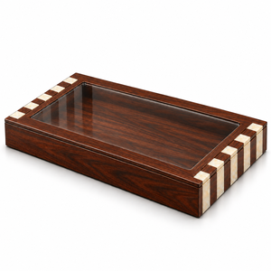 Boîte à chocolat en bois avec couvercle en acrylique à motifs géométriques pour mariages, événements et cadeaux haut de gamme, tailles et couleurs personnalisées disponibles ici - Product Image 5