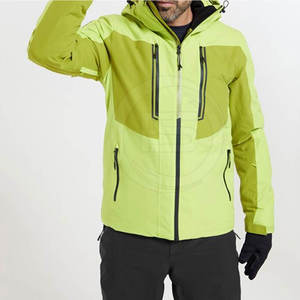 Veste de ski à capuche vert néon premium avec design imperméable, coupe-vent et isolé pour la collection de vêtements de sport d'hiver en montagne - Product Image 3