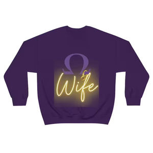 Sudadera de Cuello Redondo para Hombre con Estampado de la Fraternidad Omega Wife, Bordado Chenille Personalizado, Talla Grande, Cuello Redondo, Universidad/Instituto - Product Image 3