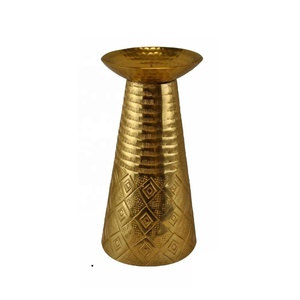 Antique Brass Finish Cast Aluminium <b>Pillar</b> <b>Candle</b> Holder Rattan Weaving Style Hot Selling Home Decoration for Christmas Two - Product Image 3