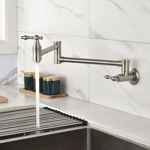 Rubinetto da Cucina a Doppia Maniglia in Ottone Lucidato di Alta Qualità, Rubinetto Pieghevole per Riempimento Pentole, Montaggio a Parete per Uso Commerciale - Product Image 1