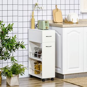 3-Tier Slim Rectangle Storage Cart Rolling Utility for Kitchen & Bathroom Narrow Wheels for <b>Small</b> Spaces <b>Slide</b> Side Bag Access - Product Image 2