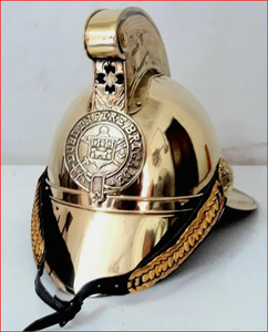 Casque de pompier antique en laiton, casque historique en laiton pour cosplay, accessoire de costume poli et électroplaqué - Product Image 3