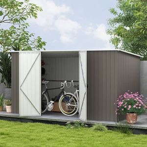 Capanno da Giardino 3,4m x 1,7m Grigio Chiaro in Metallo Zincato, Struttura Esterna Multiuso per Giardini, Cortili, Biciclette, Patio con Porta Chiudibile a Chiave - Product Image 2