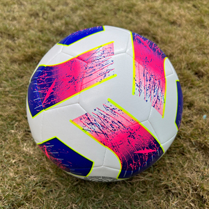 Silver Sea Football Size 5 Durable Screen Printing White Blue Pink Pattern Sports Ball - Product Image 6
