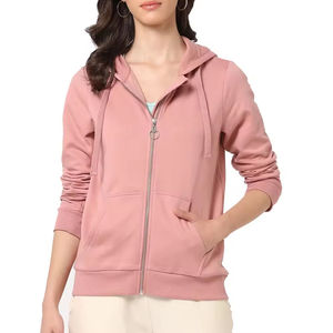 Sudadera con capucha y cremallera completa con logotipo personalizado para hombre, chaqueta informal de forro polar con bolsillos canguro y puños acanalados - Product Image 4