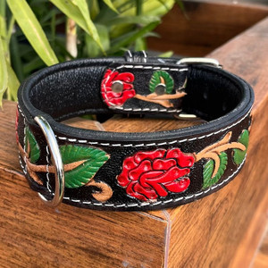 Venta al por mayor collar de perro de cuero de vaca para perros medianos grandes y pequeños hecho a mano impresionantes y cómodos remaches de lujo collares para mascotas - Product Image 4