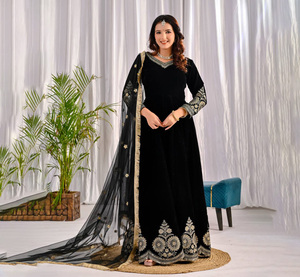 PinkCityBlocks Indian Pakistani Style Stretchable Heavy Pure Viscose Velvet Embroidery Sequin Work Women Special Occasion - Product Image 1