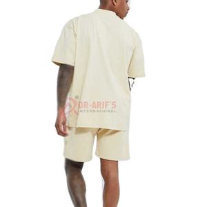 Ensembles de t-shirts décontractés en molleton de coton pour hommes Short à capuche unisexe de haute qualité Méthode de tissage tricotée personnalisée Survêtement d'été - Product Image 3