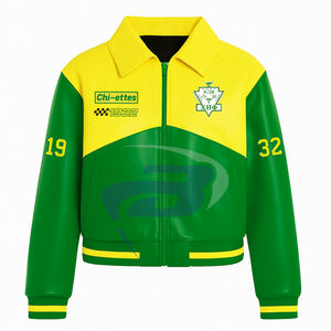 Chaqueta de Carreras Chi Eta Phi Sorority con Cierre de Cremallera, Chaqueta de Carreras Personalizada con Patrón de Llamas de Algodón de Alta Calidad - Product Image 3