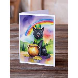 Schipperke St Patrick's Day Whimsical A7 Blank Note Cards Pack of 8 with <b>Envelopes</b> <b>5x7</b> Size Greeting Cards - Product Image 2
