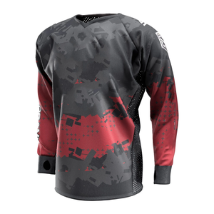 Maillot de paintball à manches longues pour homme, noir et rouge, camouflage numérique, polyester, vêtements de sport personnalisés, maillot de paintball pour la vente en ligne - Product Image 2